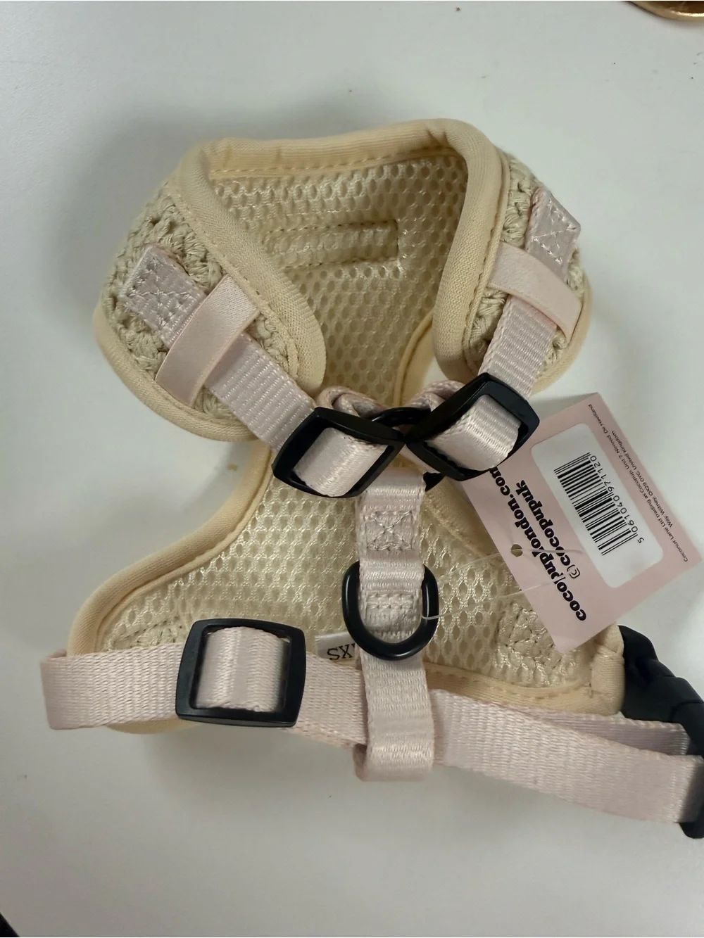 Cocopup London Cream Crochet Dog Harness (xxs) - Soft Padded Comfort